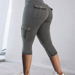 Butt Lifting Biker Capris Leggings High Waist Flap Pocket Workout Capris Gym Pants