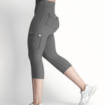 Butt Lifting Biker Capris Leggings High Waist Flap Pocket Workout Capris Gym Pants