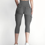 Butt Lifting Biker Capris Leggings High Waist Flap Pocket Workout Capris Gym Pants