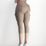 Butt Lifting Biker Capris Leggings High Waist Flap Pocket Workout Capris Gym Pants