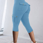 Butt Lifting Biker Capris Leggings High Waist Flap Pocket Workout Capris Gym Pants