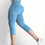 Butt Lifting Biker Capris Leggings High Waist Flap Pocket Workout Capris Gym Pants