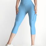 Butt Lifting Biker Capris Leggings High Waist Flap Pocket Workout Capris Gym Pants