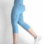 Butt Lifting Biker Capris Leggings High Waist Flap Pocket Workout Capris Gym Pants