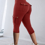 Butt Lifting Biker Capris Leggings High Waist Flap Pocket Workout Capris Gym Pants