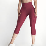 Butt Lifting Biker Capris Leggings High Waist Flap Pocket Workout Capris Gym Pants