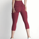 Butt Lifting Biker Capris Leggings High Waist Flap Pocket Workout Capris Gym Pants