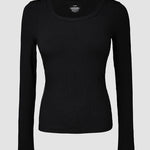 ChicMe Built-in Bra U-Neck Long Sleeve Ribbed Top