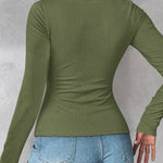 ChicMe Built-in Bra U-Neck Long Sleeve Ribbed Top