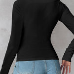 ChicMe Built-in Bra U-Neck Long Sleeve Ribbed Top