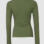 ChicMe Built-in Bra U-Neck Long Sleeve Ribbed Top