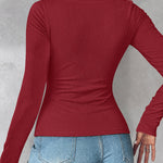 ChicMe Built-in Bra U-Neck Long Sleeve Ribbed Top