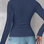 ChicMe Built-in Bra U-Neck Long Sleeve Ribbed Top