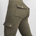 Butt Lifting Leggings with Flap Pockets High Waist Tummy Control Workout Cargo Pants