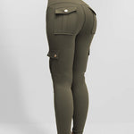 Butt Lifting Leggings with Flap Pockets High Waist Tummy Control Workout Cargo Pants