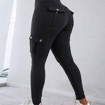 Butt Lifting Leggings with Flap Pockets High Waist Tummy Control Workout Cargo Pants