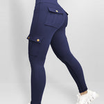 Butt Lifting Leggings with Flap Pockets High Waist Tummy Control Workout Cargo Pants