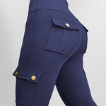 Butt Lifting Leggings with Flap Pockets High Waist Tummy Control Workout Cargo Pants