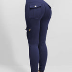 Butt Lifting Leggings with Flap Pockets High Waist Tummy Control Workout Cargo Pants