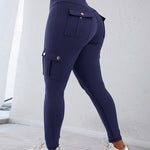 Butt Lifting Leggings with Flap Pockets High Waist Tummy Control Workout Cargo Pants