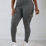 Butt Lifting Leggings with Flap Pockets High Waist Tummy Control Workout Cargo Pants