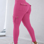 Butt Lifting Leggings with Flap Pockets High Waist Tummy Control Workout Cargo Pants
