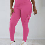 Butt Lifting Leggings with Flap Pockets High Waist Tummy Control Workout Cargo Pants