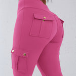 Butt Lifting Leggings with Flap Pockets High Waist Tummy Control Workout Cargo Pants