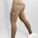 Butt Lifting Leggings with Flap Pockets High Waist Tummy Control Workout Cargo Pants
