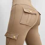 Butt Lifting Leggings with Flap Pockets High Waist Tummy Control Workout Cargo Pants