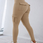 Butt Lifting Leggings with Flap Pockets High Waist Tummy Control Workout Cargo Pants