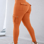 Butt Lifting Leggings with Flap Pockets High Waist Tummy Control Workout Cargo Pants