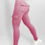Butt Lifting Leggings with Flap Pockets High Waist Tummy Control Workout Cargo Pants