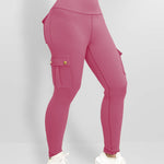 Butt Lifting Leggings with Flap Pockets High Waist Tummy Control Workout Cargo Pants