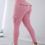 Butt Lifting Leggings with Flap Pockets High Waist Tummy Control Workout Cargo Pants