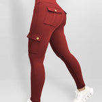 Butt Lifting Leggings with Flap Pockets High Waist Tummy Control Workout Cargo Pants