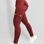 Butt Lifting Leggings with Flap Pockets High Waist Tummy Control Workout Cargo Pants