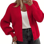 Essential Comfy Crew Neck Knit Cardigan (US Only)