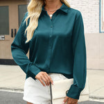Nadorine Business Casual Satin Long Sleeve Shirts for Women Elegant Office Work Dressy 2026 | Under $40
