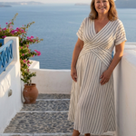 Cressida™ | V Neck Short Sleeve Cross Waist Midi Dress