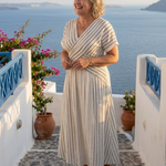 Cressida™ | V Neck Short Sleeve Cross Waist Midi Dress