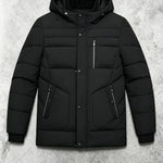 KZZ Men's mid-length hooded down jacket with simple design