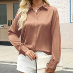 Nadorine Business Casual Satin Long Sleeve Shirts for Women Elegant Office Work Dressy 2026 | Under $40
