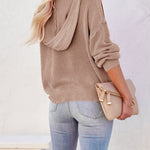 Women's Oversized Sweater V Neck Hooded Pullover Sweater Long Sleeve Knitted Jumper Tops - Nadorine (Us Only)