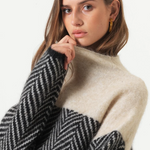 Halle | Chevron Funnel-Neck Sweater