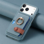 Universal Leather Phone Case for iPhone 17/16/15 | Sleek Protective Wallet Design with Ring Holder