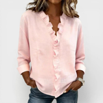 Susan | Blouse with Ruffles, V-Neck and Long Sleeves