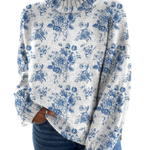 Marina | Artistic floral print turtleneck sweater