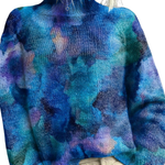 Gloria | Abstract WaterColor Floral Knit Turtleneck Sweater