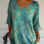 Selina | Mandala Print Draped Top
